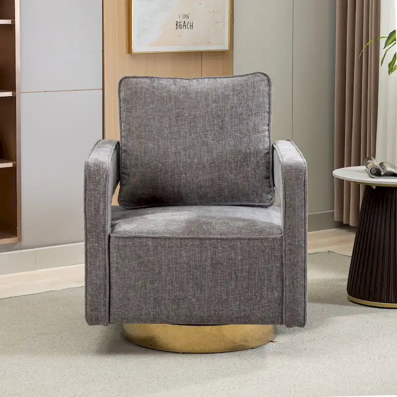 Fauteuil pivotant moderne rembourré à dossier ouvert avec coussin