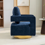 Fauteuil pivotant moderne rembourré à dossier ouvert avec coussin