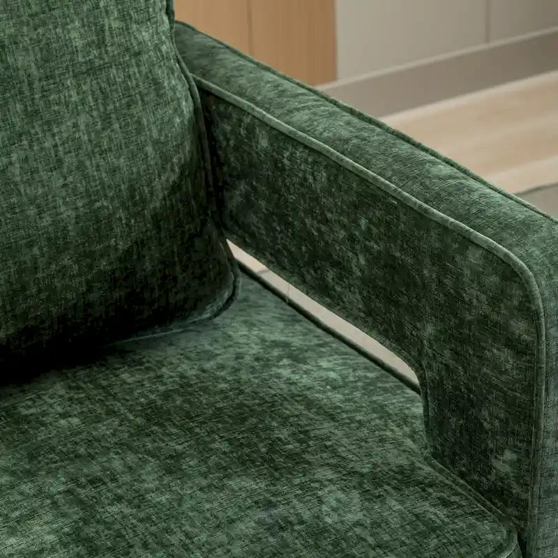 Fauteuil pivotant moderne rembourré à dossier ouvert avec coussin