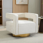 Fauteuil pivotant moderne rembourré à dossier ouvert avec coussin