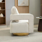 Fauteuil pivotant moderne rembourré à dossier ouvert avec coussin