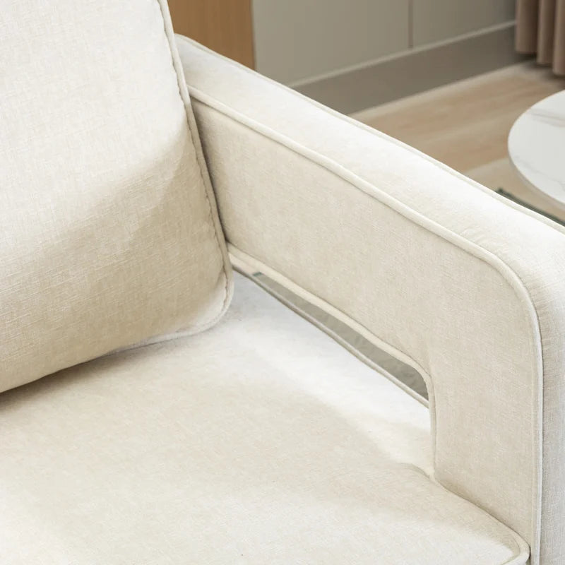 Fauteuil pivotant moderne rembourré à dossier ouvert avec coussin