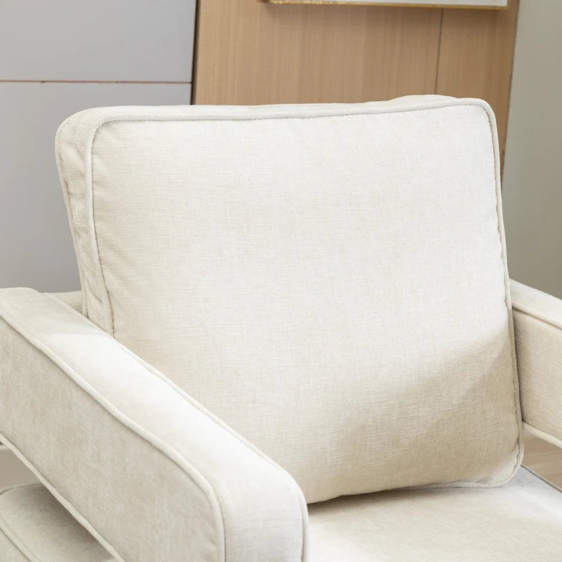 Fauteuil pivotant moderne rembourré à dossier ouvert avec coussin