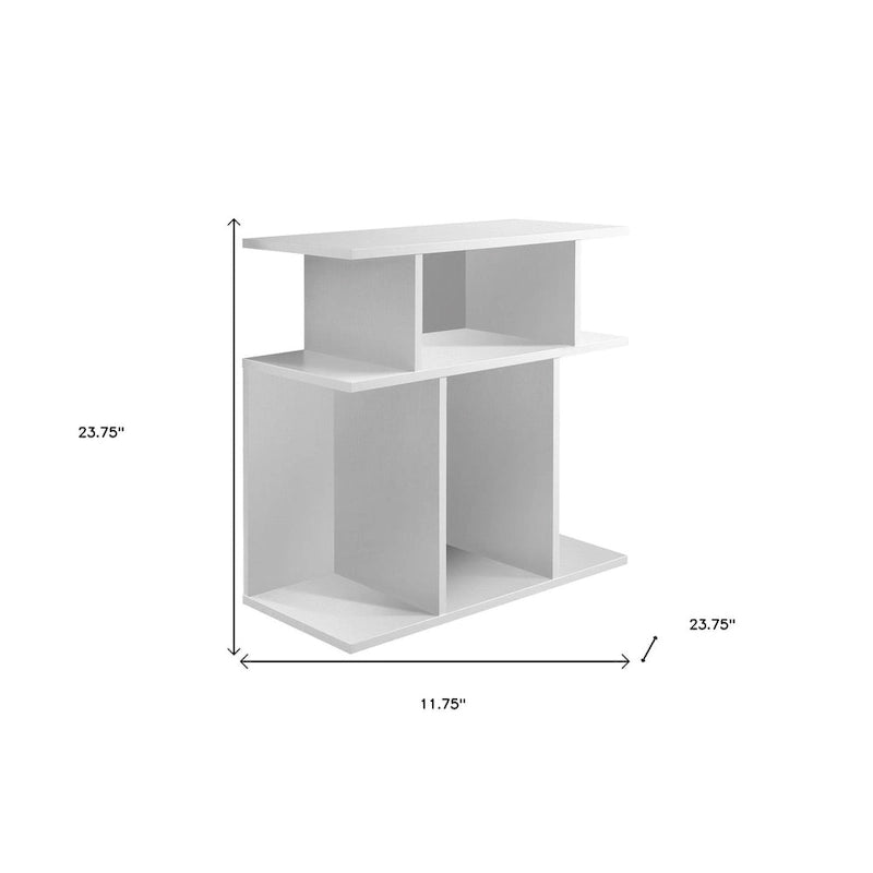 Table d'appoint HomeRoots 24 en bois blanc avec six étagères ouvertes - 11,75