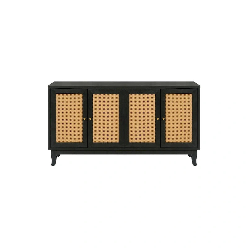 Meuble de rangement d'appoint avec 4 portes en rotin