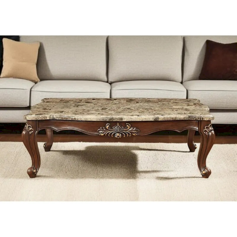 HomeRoots 34 Genuine Marble Free Form Coffee Table - 34