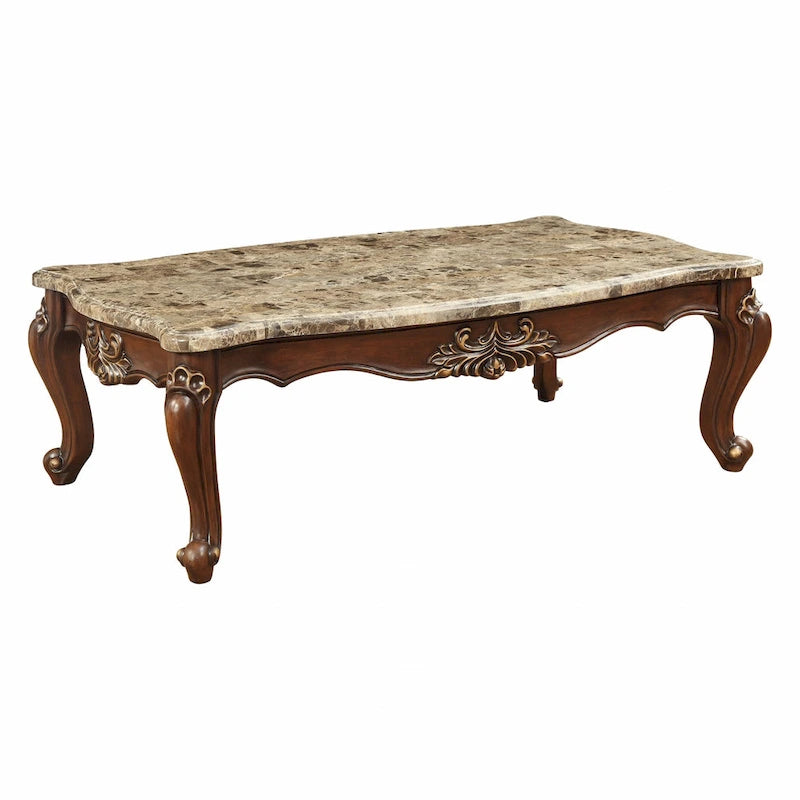 Table basse HomeRoots 34 en marbre véritable, forme libre - 34