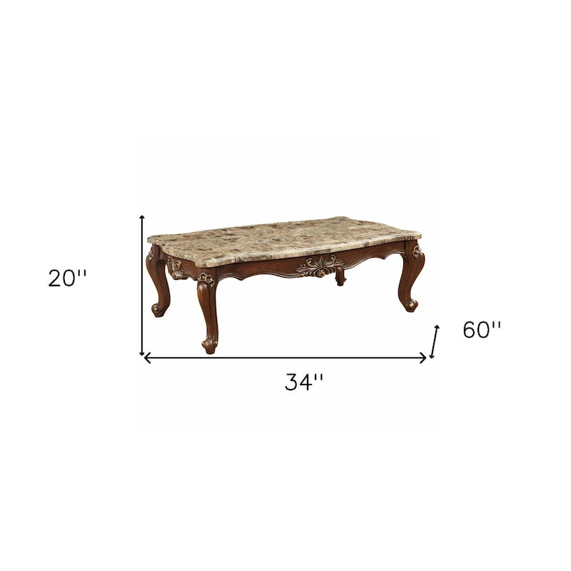 Table basse HomeRoots 34 en marbre véritable, forme libre - 34