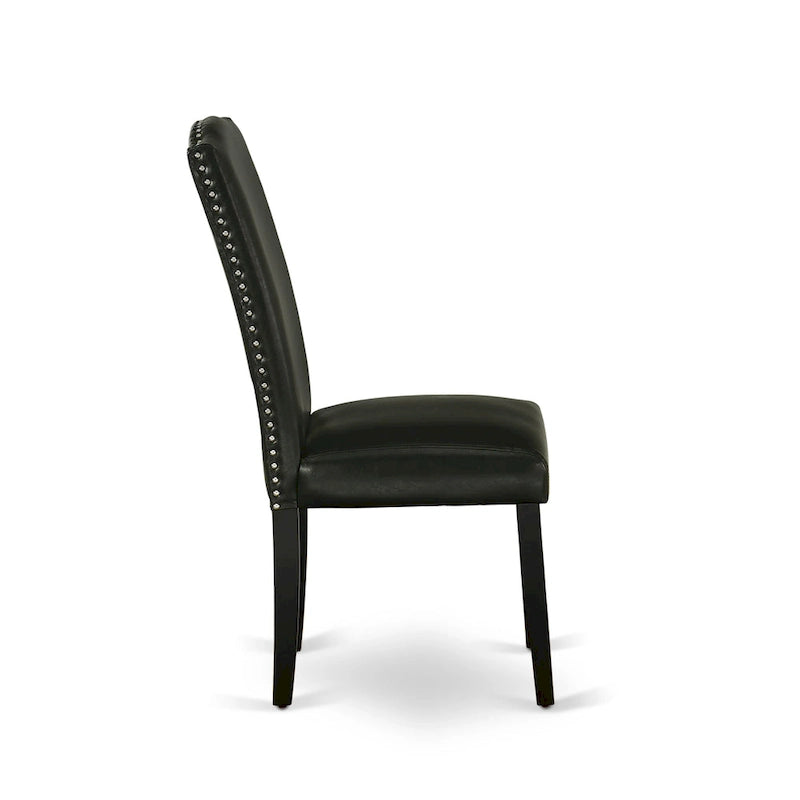 Ensemble de salle à manger East West Furniture : une table et des chaises Parson en cuir PU noir brossé. (Nombre de pièces disponibles)