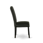 Ensemble de salle à manger East West Furniture : une table et des chaises Parson en cuir PU noir brossé. (Nombre de pièces disponibles)