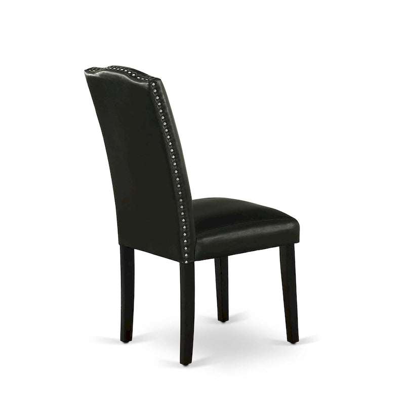 Ensemble de salle à manger East West Furniture : une table et des chaises Parson en cuir PU noir brossé. (Nombre de pièces disponibles)