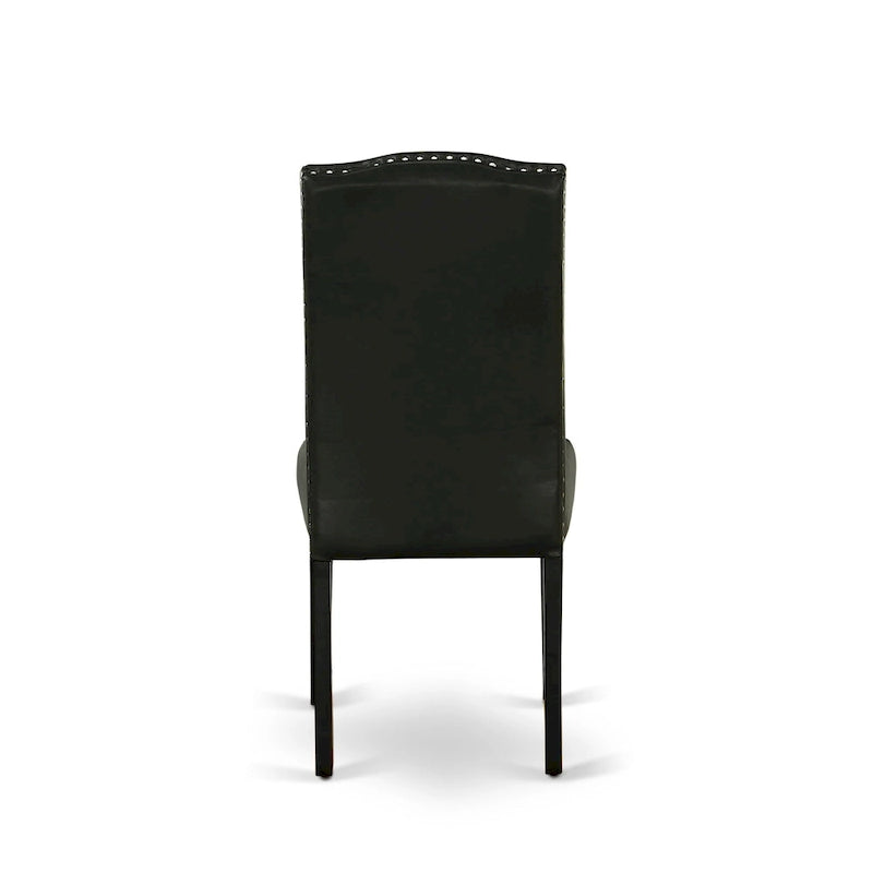 Ensemble de salle à manger East West Furniture : une table et des chaises Parson en cuir PU noir brossé. (Nombre de pièces disponibles)