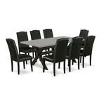 Ensemble de salle à manger East West Furniture : une table et des chaises Parson en cuir PU noir brossé. (Nombre de pièces disponibles)
