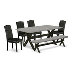 Ensemble de salle à manger East West Furniture : une table et des chaises Parson en cuir PU noir brossé. (Nombre de pièces disponibles)