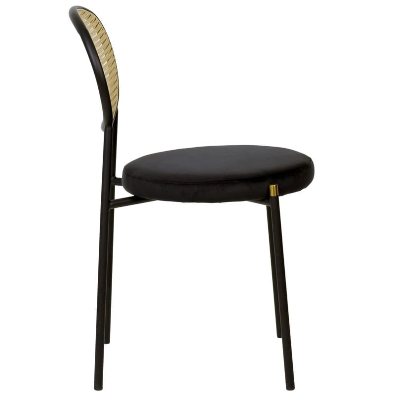 Ensemble de 4 chaises de salle à manger modernes Euston avec dossier en osier et assise en velours rembourrée, idéales pour la maison, le bureau, le salon et la cuisine.