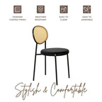 Ensemble de 4 chaises de salle à manger modernes Euston avec dossier en osier et assise en velours rembourrée, idéales pour la maison, le bureau, le salon et la cuisine.