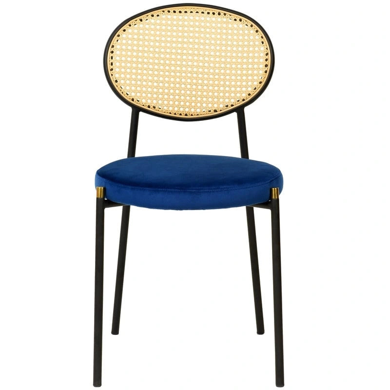 Ensemble de 4 chaises de salle à manger modernes Euston avec dossier en osier et assise en velours rembourrée, idéales pour la maison, le bureau, le salon et la cuisine.