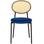 Ensemble de 4 chaises de salle à manger modernes Euston avec dossier en osier et assise en velours rembourrée, idéales pour la maison, le bureau, le salon et la cuisine.