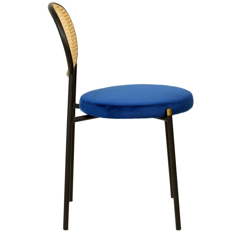 Ensemble de 4 chaises de salle à manger modernes Euston avec dossier en osier et assise en velours rembourrée, idéales pour la maison, le bureau, le salon et la cuisine.