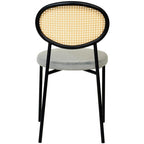 Ensemble de 4 chaises de salle à manger modernes Euston avec dossier en osier et assise en velours rembourrée, idéales pour la maison, le bureau, le salon et la cuisine.