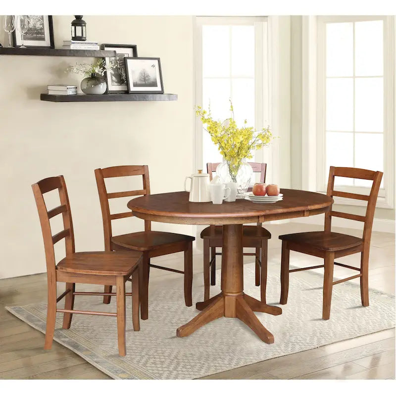 36 Round Extension Dining Table With 4 Madrid Chairs