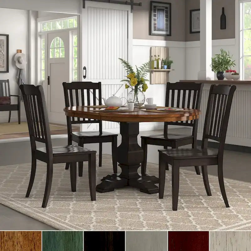 Eleanor Black Extending Oval Wood Table Slat Back 5-piece Dining Set by iNSPIRE Q Classic