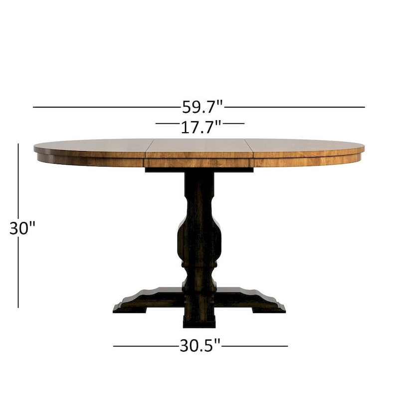 Ensemble de salle à manger 5 pièces Eleanor Black avec table ovale extensible en bois et dossier à lattes, par iNSPIRE Q Classic
