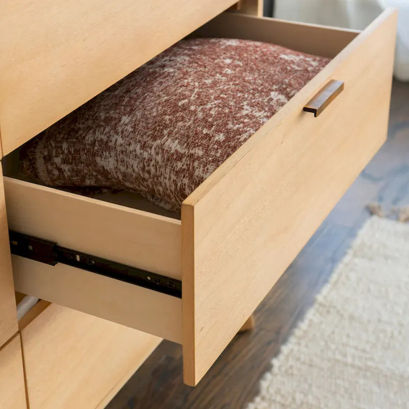 Commode Carter en bois style milieu du siècle à 6 tiroirs