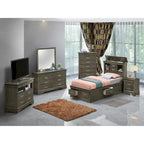 Louis Philippe Twin Storage Platform Bed with 6 Storage Drawers
