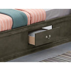 Lit plateforme double Louis Philippe avec 6 tiroirs de rangement