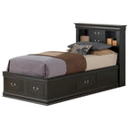 Lit plateforme double Louis Philippe avec 6 tiroirs de rangement