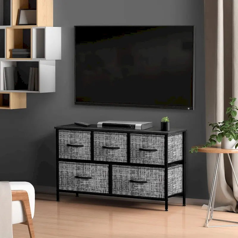 Commode à 5 tiroirs, meuble de rangement pour la maison et la chambre.