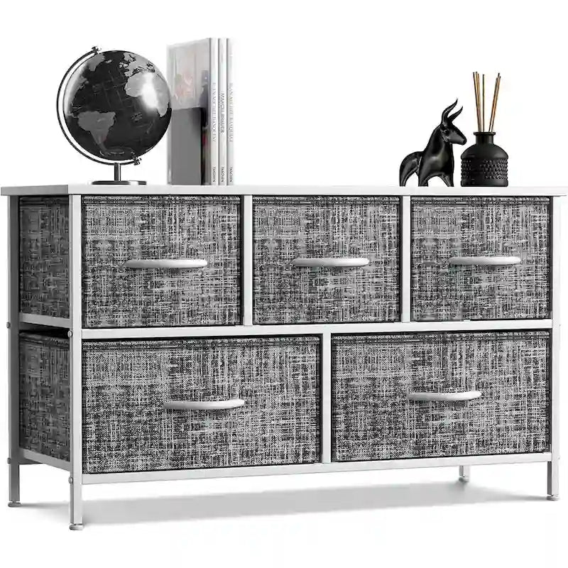 Commode à 5 tiroirs, meuble de rangement pour la maison et la chambre.