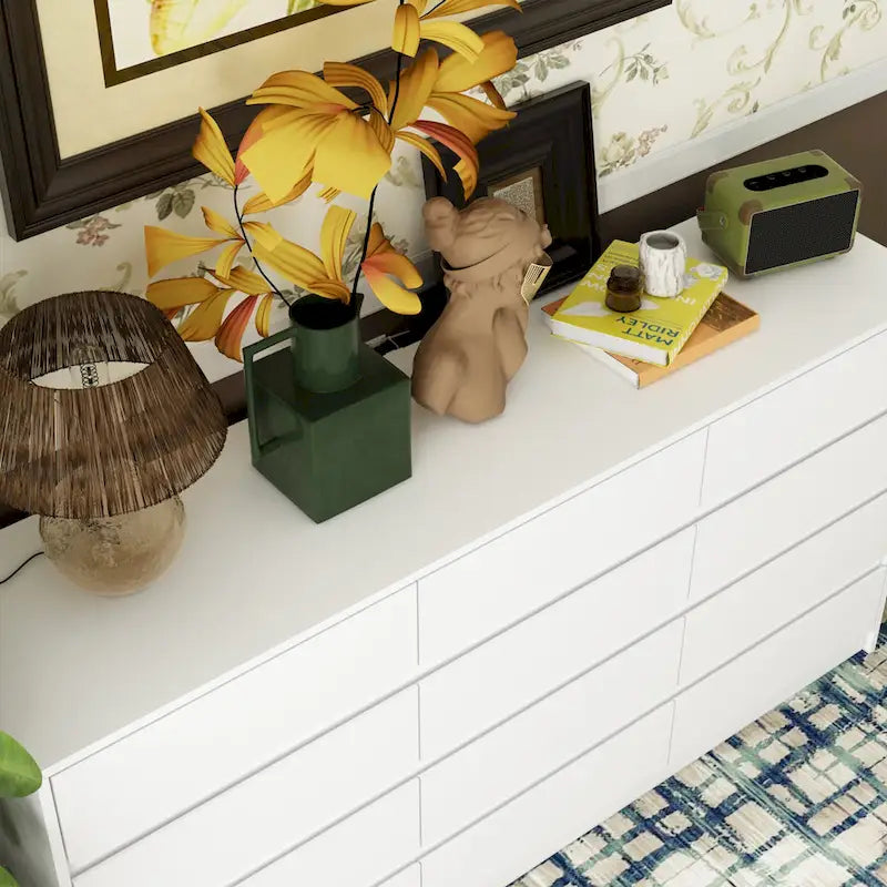 Commode à 12 tiroirs pour chambre à coucher, tiroirs profonds, grand coffre en bois sur pied