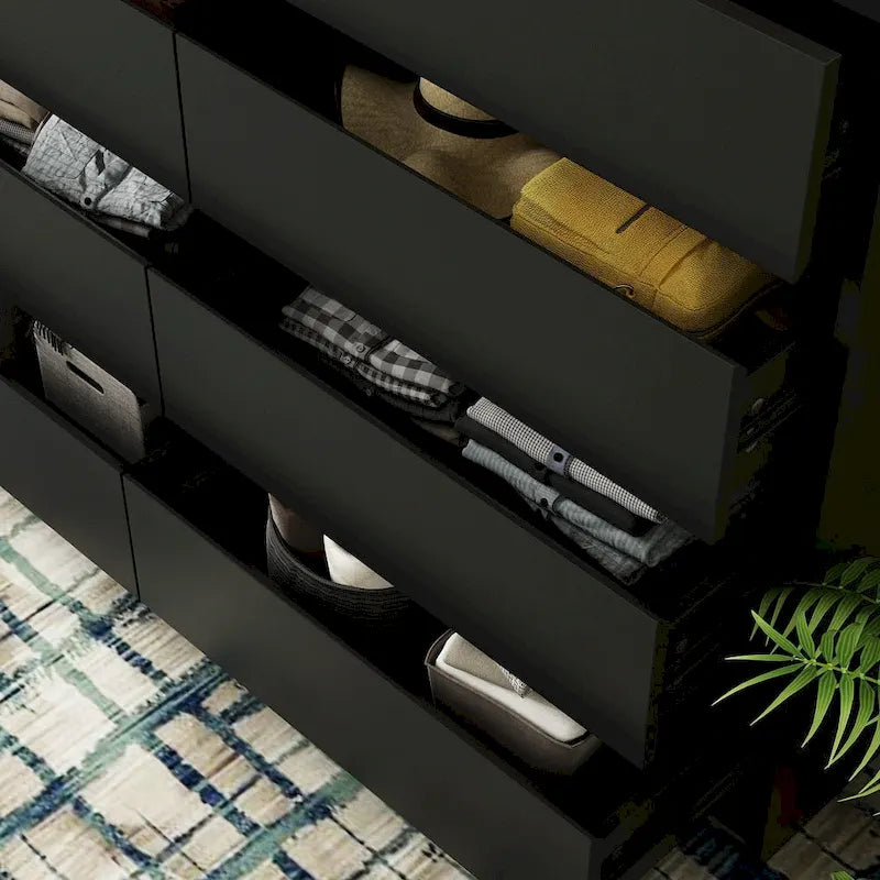 Commode à 12 tiroirs pour chambre à coucher, tiroirs profonds, grand coffre en bois sur pied