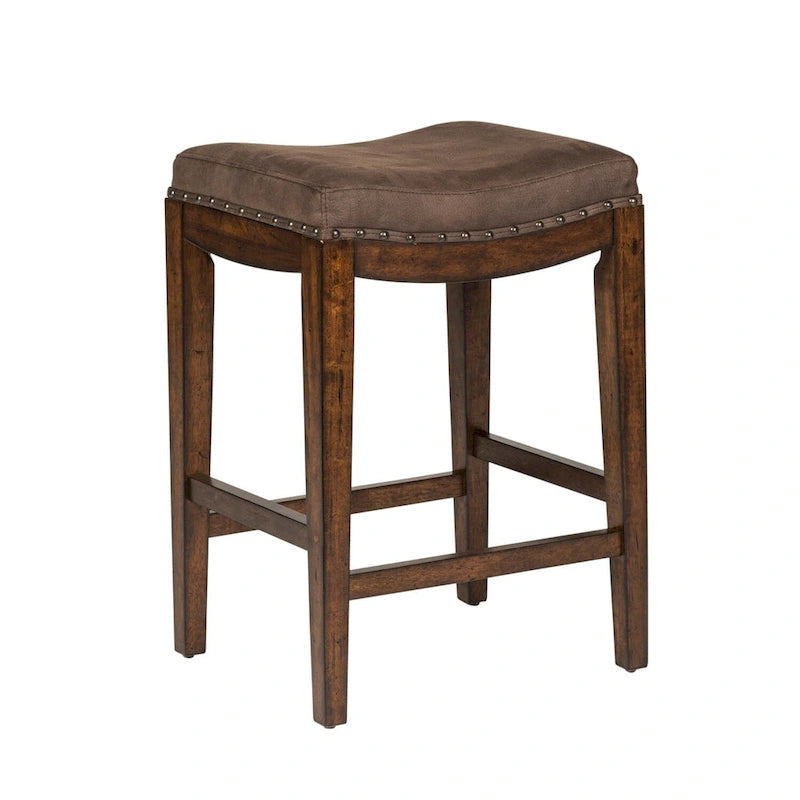 Tabouret de console rembourré Aspen Skies brun roux (tabouret simple uniquement)