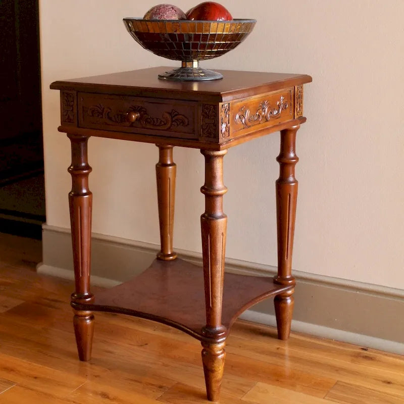 Windsor Hand-carved 2-tier Side Table