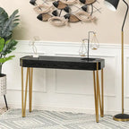 Console et table d'entrée en bois noir et métal doré - 77 cm (H) x 107 cm (L)