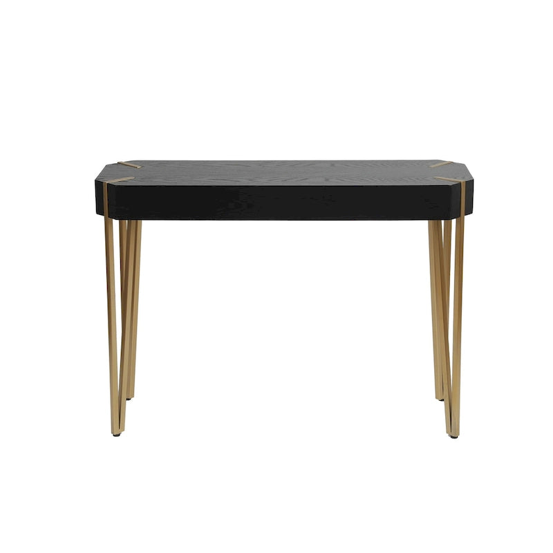 Console et table d'entrée en bois noir et métal doré - 77 cm (H) x 107 cm (L)