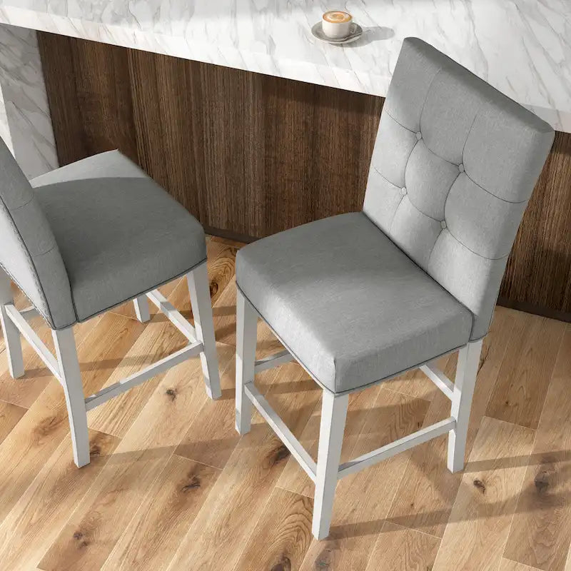 Chaises de comptoir Tia Modern grises capitonnées (ensemble de 2) par Furniture of America