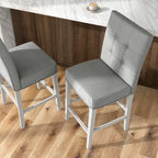 Chaises de comptoir Tia Modern grises capitonnées (ensemble de 2) par Furniture of America