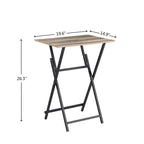 Table d'appoint pliante 2 pièces pour téléviseur, sans assemblage, idéale pour les petits espaces. Coloris marron rustique et noir.