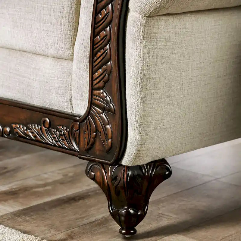 Canapé Brondon traditionnel en chenille crème avec accoudoirs roulés, par Furniture of America