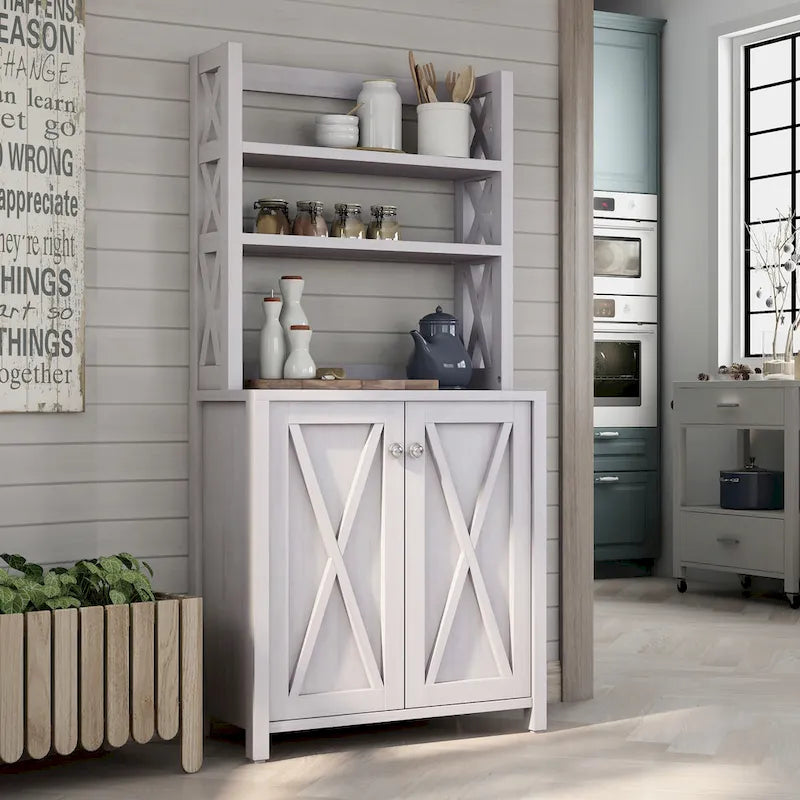 Meuble à micro-ondes à plusieurs étagères en bois rustique Figg de Furniture of America