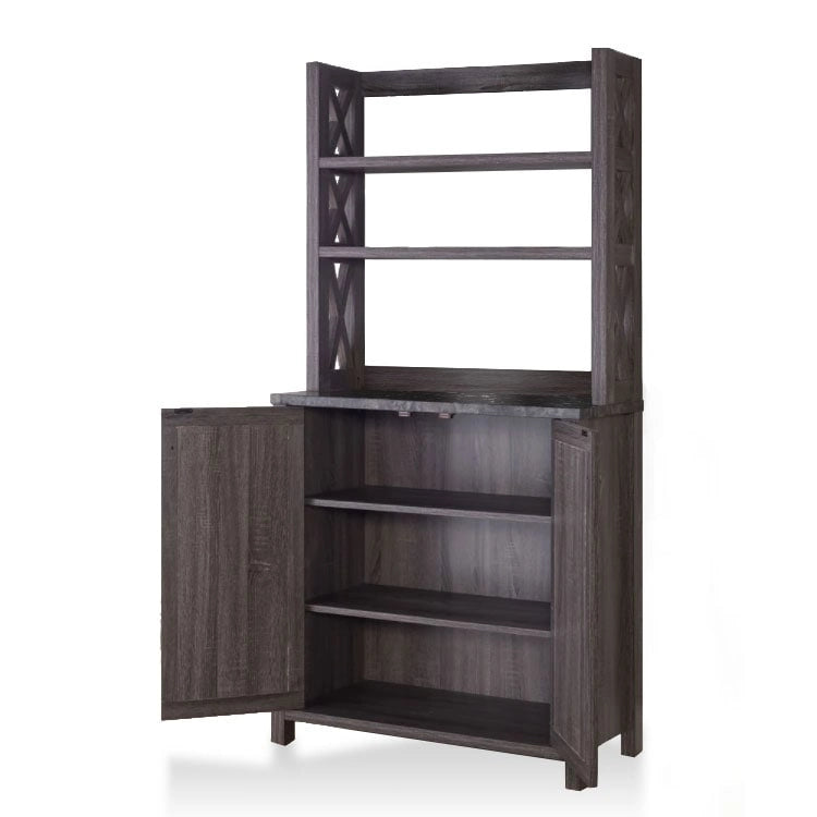 Meuble à micro-ondes à plusieurs étagères en bois rustique Figg de Furniture of America