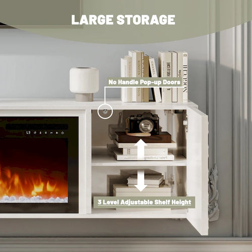 Meuble TV mural en MDF de 67 pouces avec cheminée électrique de 36 pouces