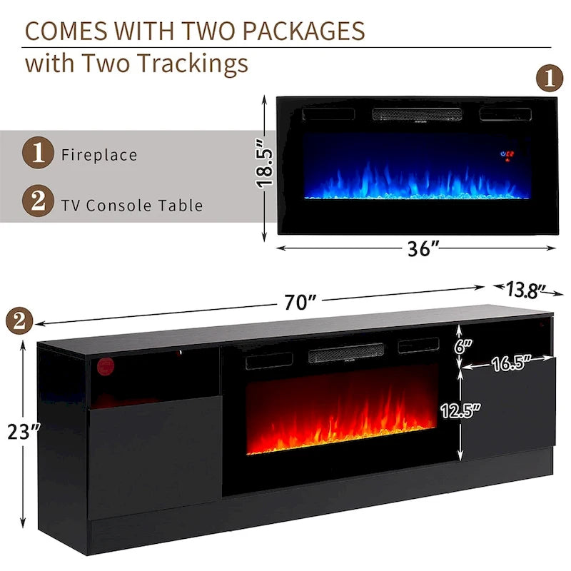 Meuble TV avec cheminée électrique 36 pouces (70 pouces)
