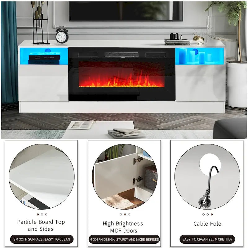 Meuble TV avec cheminée électrique 36 pouces (70 pouces)