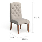 Chaises de salle à manger Cordova Farmhouse en tissu capitonné (ensemble de 2) par Furniture of America