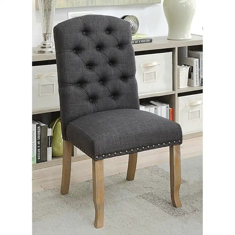 Chaises de salle à manger Cordova Farmhouse en tissu capitonné (ensemble de 2) par Furniture of America